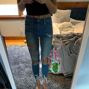 high waisted ripped jean
